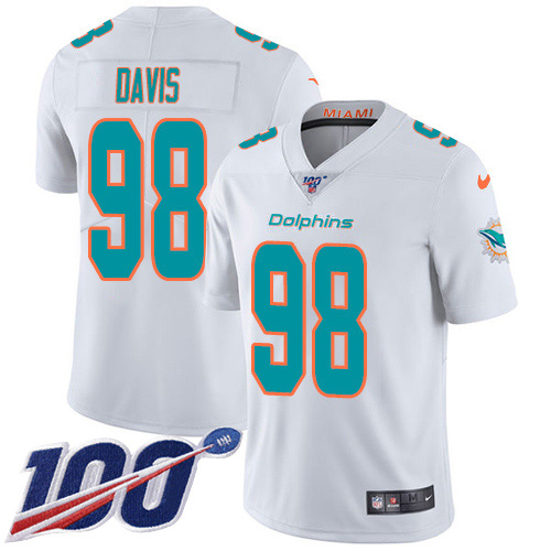 Nike Miami Dolphins #98 Raekwon Davis White Youth Stitched NFL 100th Season Vapor Untouchable Limited Jersey